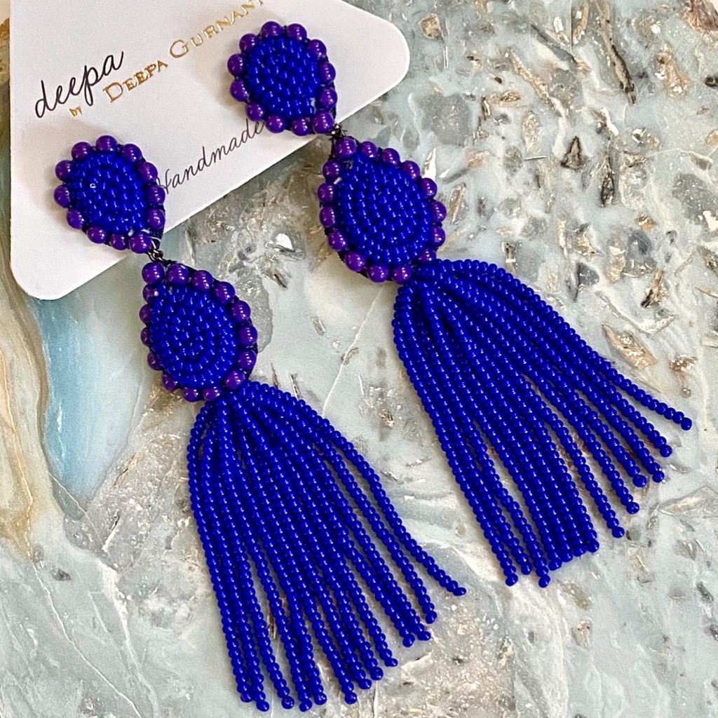 Nwt Deepa Gurnani Beaded Tassel Chandeliers